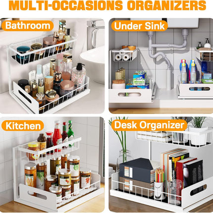 CARLA HOME 2 Tier Under Sink Organiser with Sliding Drawers for Kitchen & Bathroom-2050057510659952646