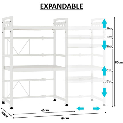 CARLA HOME 3-Tier Microwave Oven Rack with Adjustable Metal Kitchen Shelf Stand for Countertop Storage and 6 Hooks for Utensils-2050057511133908994