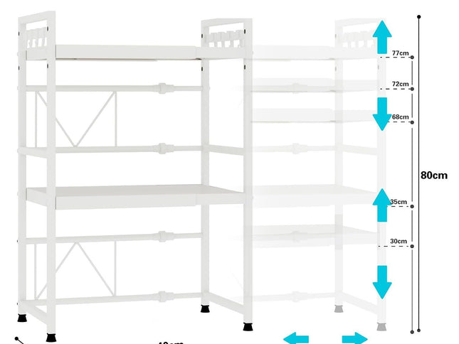 CARLA HOME 3-Tier Microwave Oven Rack with Adjustable Metal Kitchen Shelf Stand for Countertop Storage and 6 Hooks for Utensils-2050057511133908994