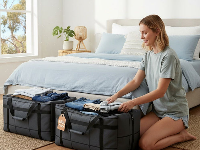 CARLA HOME 4-Pack 180L Extra Large Moving Storage Bags with Handles & Duty Zippered for Clothes, Travel, Space Saving & Camping-2050057512442531841