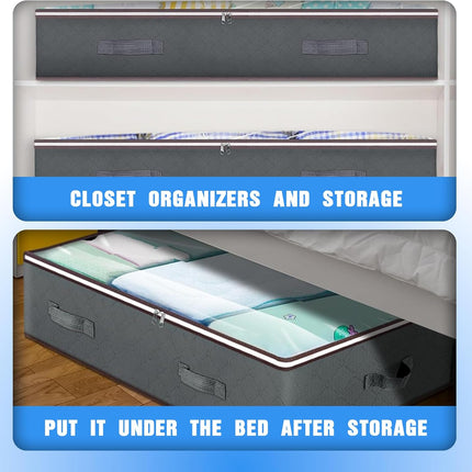 CARLA HOME 8 Pack Underbed Storage Bins with 90L Large Capacity Storage Containers for Comforters, Linen, Pillows, Toys, Towels, Blankets-2050057513046511620