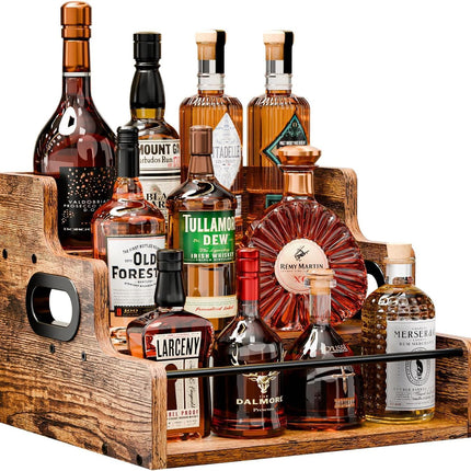 CARLA HOME 3-Tier Liquor Bottle Display Shelf Rack Bar Organizer for Whiskey, Wine, Coffee Syrups, Spirits & Bottles-2050057514434826240