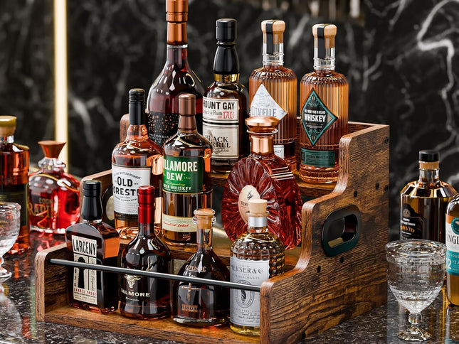 CARLA HOME 3-Tier Liquor Bottle Display Shelf Rack Bar Organizer for Whiskey, Wine, Coffee Syrups, Spirits & Bottles-2050057514434826241