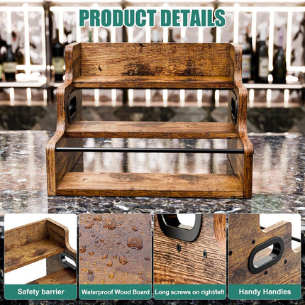 CARLA HOME 3-Tier Liquor Bottle Display Shelf Rack Bar Organizer for Whiskey, Wine, Coffee Syrups, Spirits & Bottles-2050057514434826244