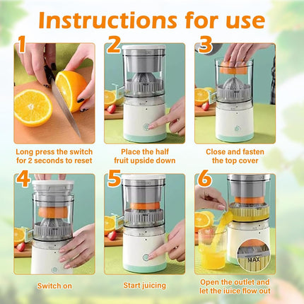CARLA HOME Hands-Free Citrus Juicer with USB Rechargeable Electric Fruit Squeezer-2050057515454042120