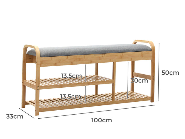 Levede Bamboo Shoe Rack Bench Entryway Seat-1973193442720878594