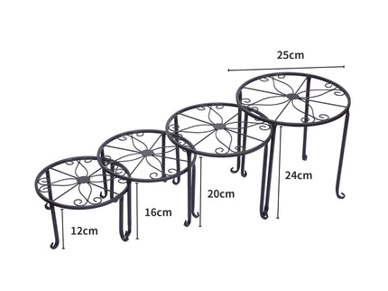 4 x Levede Metal Plant Stand Outdoor Black-1894516825329373186