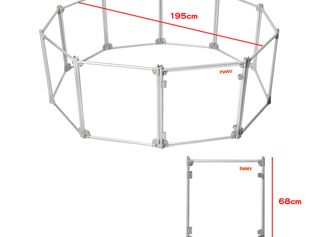 Pawz Pet Playpen Transparent Acrylic Clear Folding Dog Fence Kennel 10 Panel-1864184563408965634