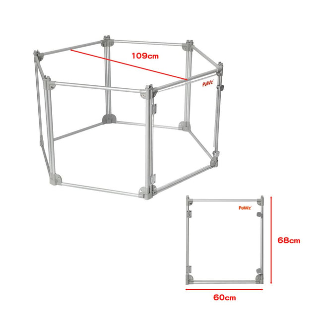 Pawz Pet Playpen Transparent Acrylic Clear Folding Dog Fence Kennel 6 Panel-1954802349851676674