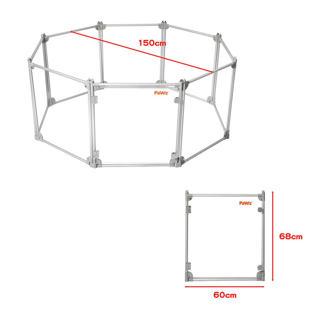 Pawz Pet Playpen Transparent Acrylic Clear Folding Dog Fence Kennel 8 Panel-1954802350375964674
