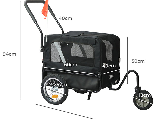 PaWz Pet Stroller Bike Trailer 2-IN-1 Sunroof-1973193720731930626