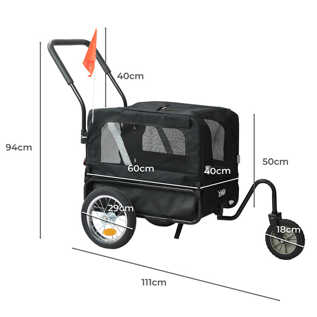 PaWz Pet Stroller Bike Trailer 2-IN-1 Sunroof-1973193720731930626