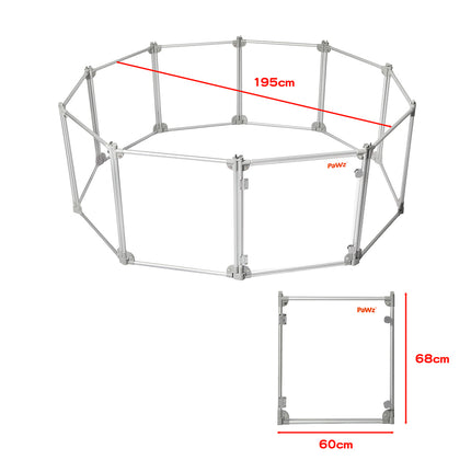 Pawz Pet Playpen Transparent Acrylic Clear Folding Dog Fence Kennel 10 Panel-1975420379447037954