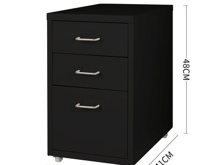 Levede 3 Drawer Office Drawers Cabinet Black-1910113086099034114
