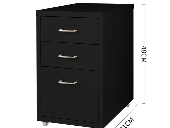 Levede 3 Drawer Office Drawers Cabinet Black-1973193873060663298