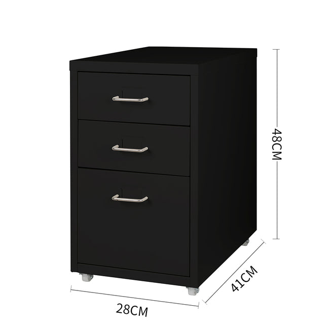 Levede 3 Drawer Office Drawers Cabinet Black-1973193873060663298