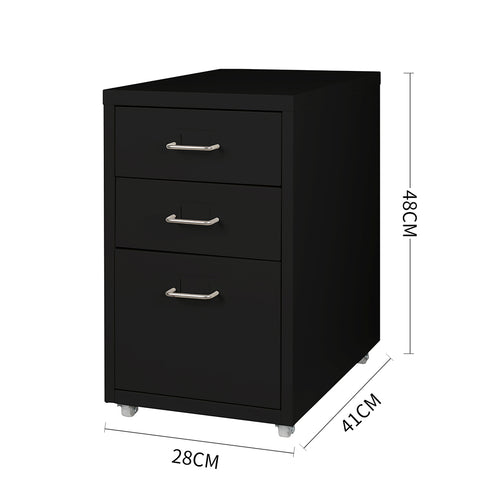 Levede 3 Drawer Office Drawers Cabinet Black-1910113086099034114