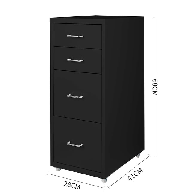Levede 4 Drawer Office Drawers Cabinet Black-1973193873433956354