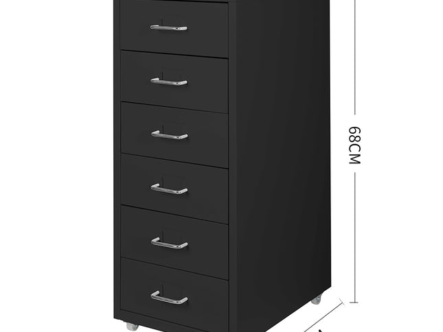 Levede 6 Drawer Office Cabinet Drawers Black-1973193874226679810