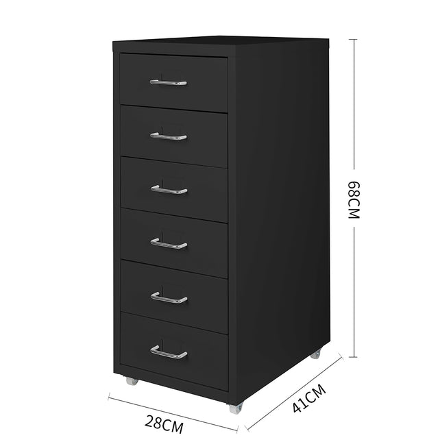 Levede 6 Drawer Office Cabinet Drawers Black-1973193874226679810