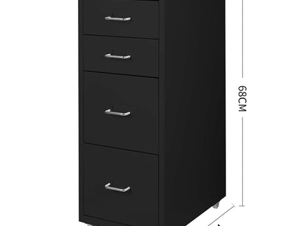 Levede 4 Drawer Office Drawers Cabinet Black-1922897592723836930