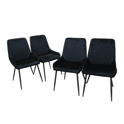 Dining Chairs x 4 Padded Seat Soft Velvet-1975420363932307464