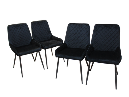 Dining Chairs x 4 Padded Seat Soft Velvet-1950769994606448648