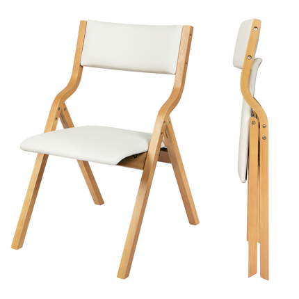 Levede 4x Dining Chairs Foldable PU Beige-2006732727788900360
