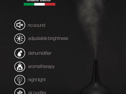 Milano Decor Ultrasonic Aroma Diffuser - Black Colour-1889884789637517315