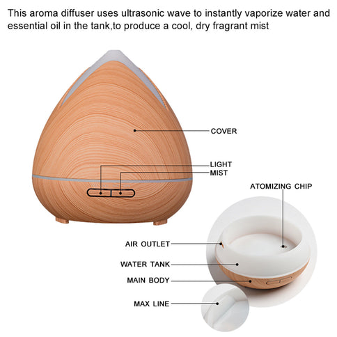 PureSpa Ultrasonic Diffuser  - Light Wood-1917365865670643714