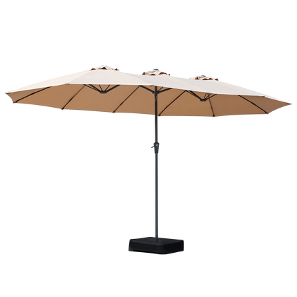 Centra 4.5M Double-sided Patio Umbrella Outdoor Umbrella Base Stand Khaki-1954802422325055496