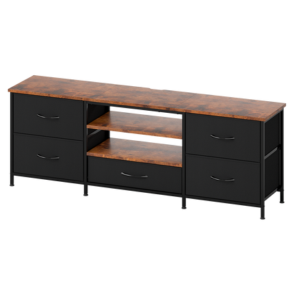 Levede TV Stand Cabinet Entertainment Unit Stand 140cm 5 Drawers Storage Shelves-2029334100124504073