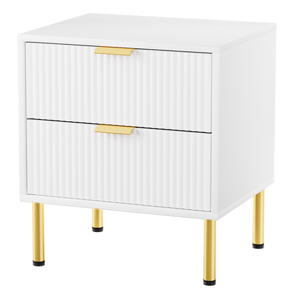 Levede Bedside Table with 2 Drawers White Metal Legs-1973193505392168968