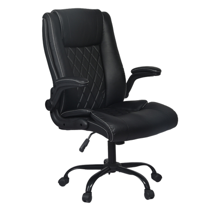 Levede Executive Office Chair Footrest PU Leather Tilt Gaming Work Seat Black-2050056783220838408