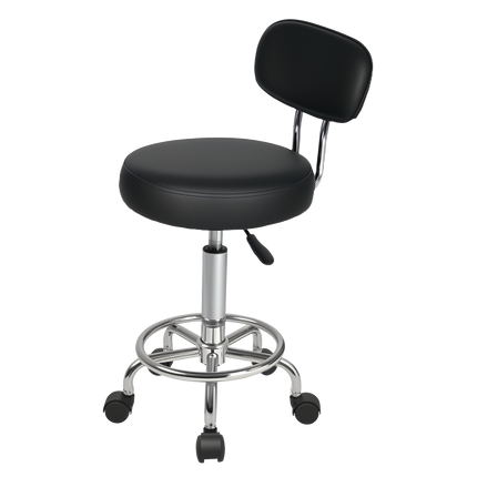 Levede Swivel Office Chair Round Rolling Stools PU Leather Height Adjustable-2029334092734140424