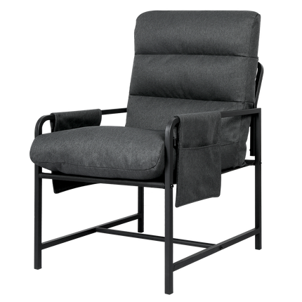 Levede Metal Framed Lounge Chair Linen in Dark Grey-1954802470328864776