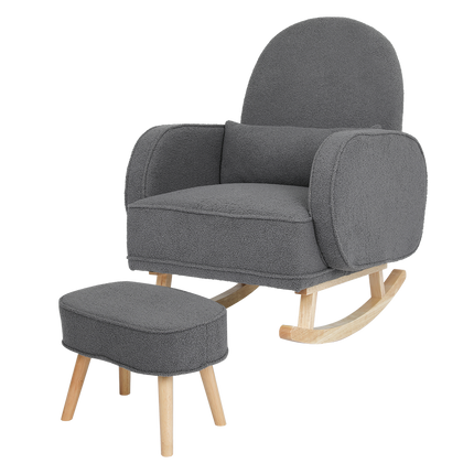 Levede Fleece Rocking Chair with footstool-1975420319955030024