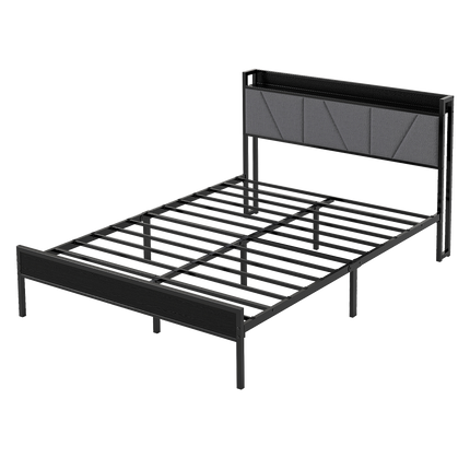 Levede Queen Bed Frame Steel Base with Headboard Grey-2006732773129326600
