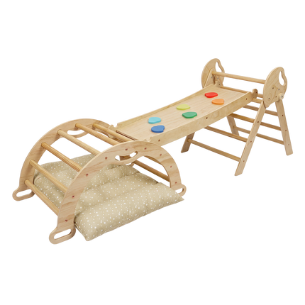 BoPeep Kids Climbing Toys Sets Toddler Toys Triangle Arch Climber Indoor Natural-2050059014313742344