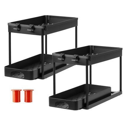Toque 2 x Under Sink Organizer 2 Tiers Storage Sliding Drainage Kitchen Bathroom-2065254301634269192