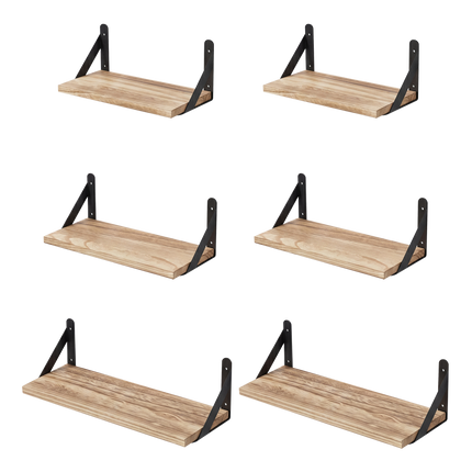 Levede Floating Wall Shelves 6 Pcs Wall Mounted Display Bookshelf Rack Kitchen-2050059024132608008