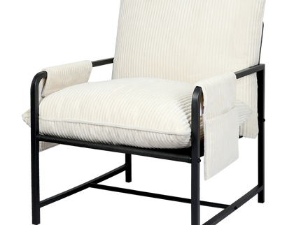 Levede Metal Framed Lounge Chair Corduroy in Beige-1910149774984744968