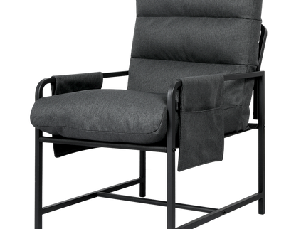 Levede Metal Framed Lounge Chair Linen in Dark Grey-1910149775286734856