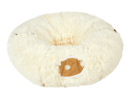 Pawz Cat Tunnel Foldable Fluffy Plush Play Tube Beige-1910112275730141192