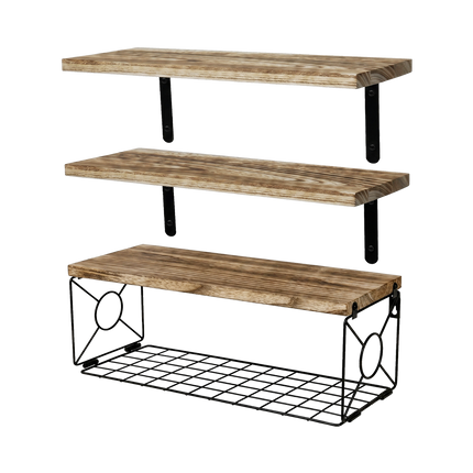 Levede Floating Wall Shelf 3 Pcs DIY Wall Mount Shelves Book Display Rack Basket-2061251867652001800