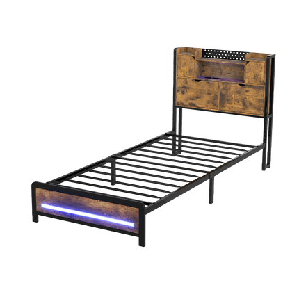 Levede Single Bed Frame Storage Headboard Industrial-2011971104947703816