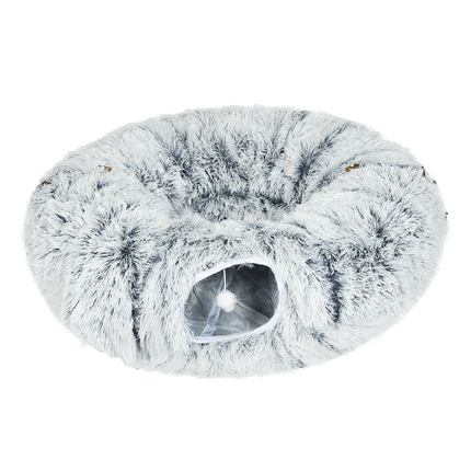 Pawz Cat Tunnel Foldable Fluffy Plush Play Tube Grey-1973193512761561096