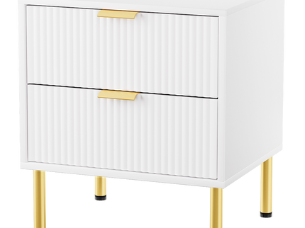 Levede Bedside Table with 2 Drawers White Metal Legs-1910112269535154184