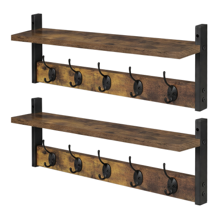 Levede Coat Rack Shelf Wall Mounted Entryway Double Hook Wall Floating Hat Rack-2050059009775505416