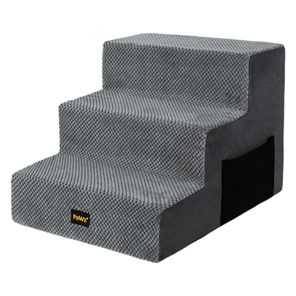 Pawz 3 Steps Pet Stairs Dog Ramp High Density Foam Grey-2006733392930017288